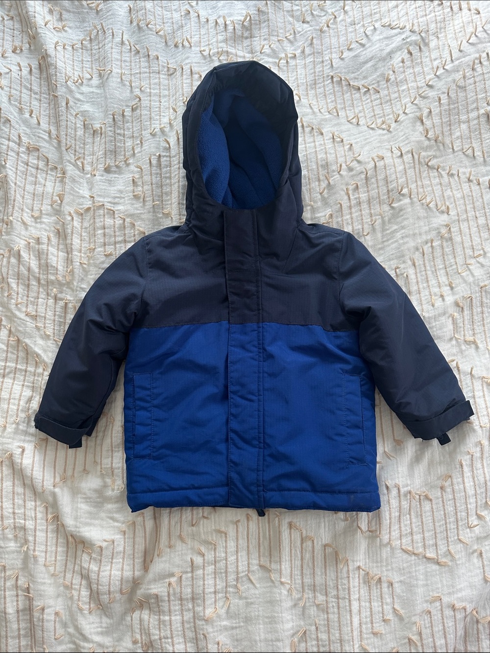 The Children's Place Navy and Royal Blue Hooded Puffer Jacket with fleece jacket
